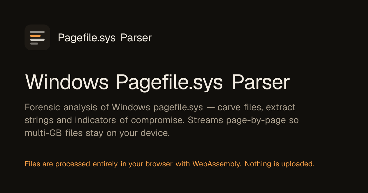 Pagefile.sys Parser — analyze Windows page files in your browser